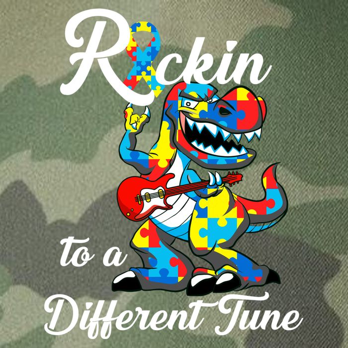 Rockin To A Different Tune Autism Dinosaur Legacy Tie Dye Trucker Hat