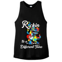 Rockin To A Different Tune Autism Dinosaur Ladies PosiCharge Tri-Blend Wicking Tank