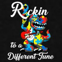 Rockin To A Different Tune Autism Dinosaur Ladies PosiCharge Tri-Blend Wicking Tank