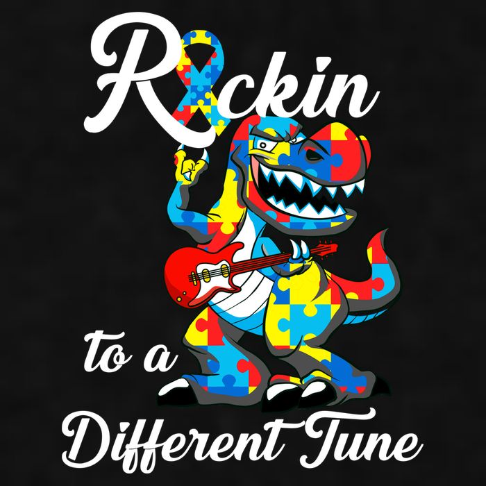 Rockin To A Different Tune Autism Dinosaur Ladies PosiCharge Tri-Blend Wicking Tank