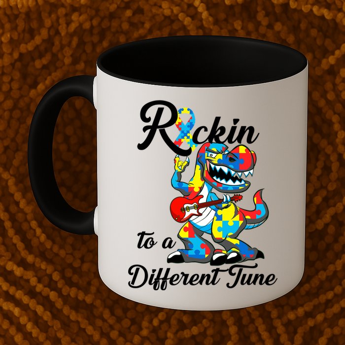 Rockin To A Different Tune Autism Dinosaur Mug