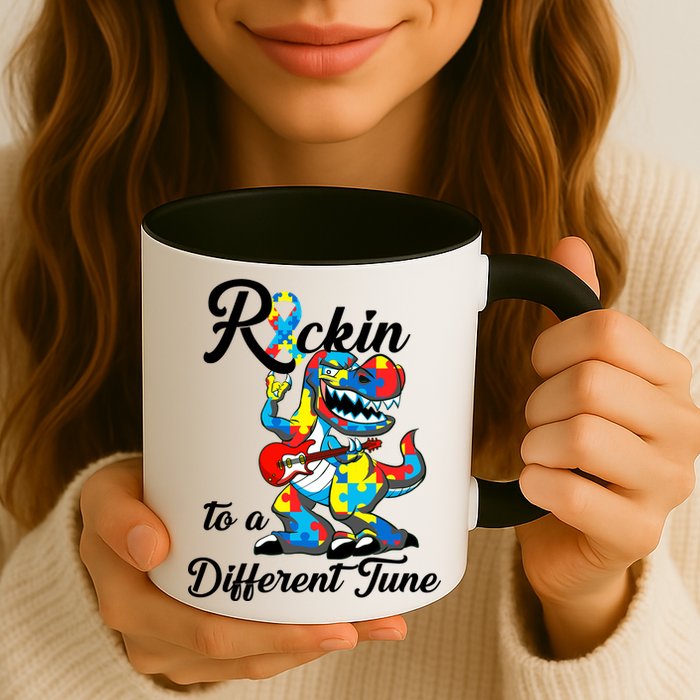 Rockin To A Different Tune Autism Dinosaur Mug