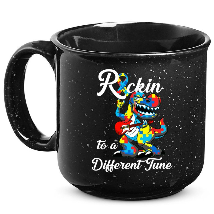 Rockin To A Different Tune Autism Dinosaur 15oz Campfire Ceramic Mug