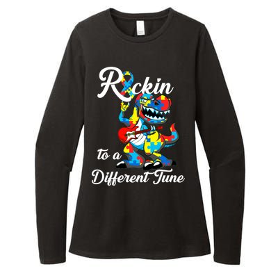 Rockin To A Different Tune Autism Dinosaur Womens CVC Long Sleeve Shirt