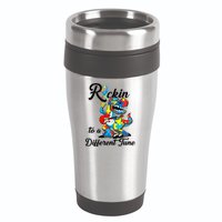 Rockin To A Different Tune Autism Dinosaur 16oz Travel Tumbler
