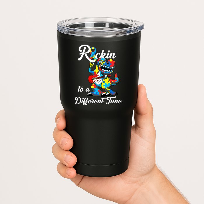 Rockin To A Different Tune Autism Dinosaur Tumbler