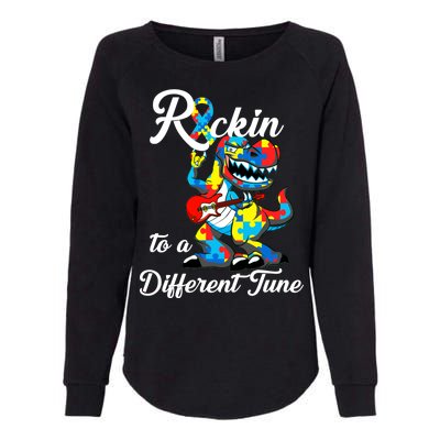 Rockin To A Different Tune Autism Dinosaur Womens California Wash Sweatshirt