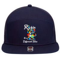 Rockin To A Different Tune Autism Dinosaur 7 Panel Mesh Trucker Snapback Hat