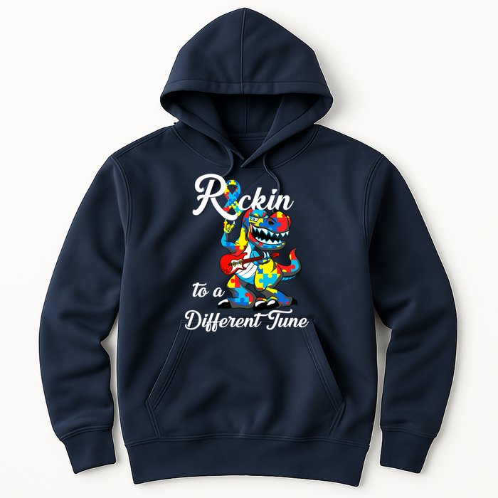 Rockin To A Different Tune Autism Dinosaur Hoodie