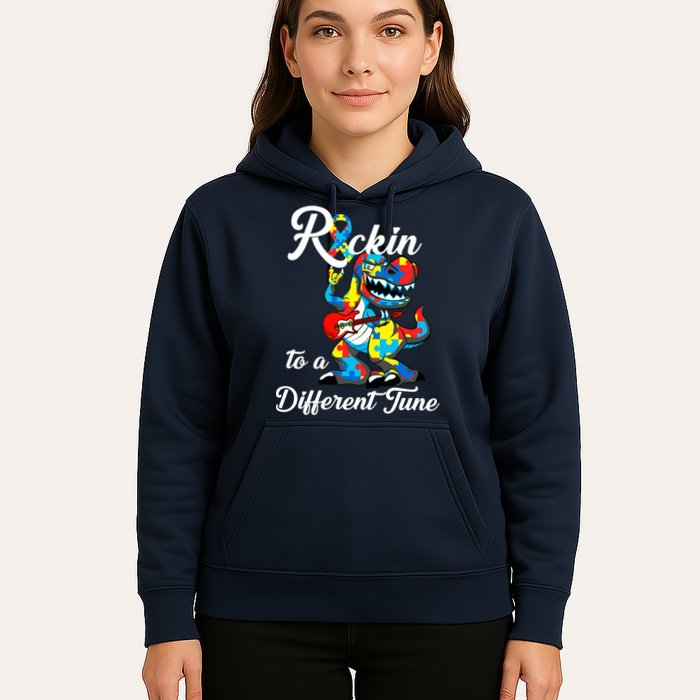 Rockin To A Different Tune Autism Dinosaur Hoodie