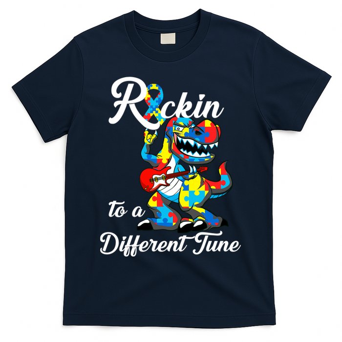 Rockin To A Different Tune Autism Dinosaur T-Shirt