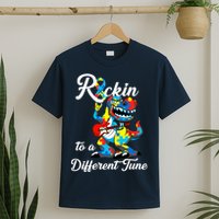 Rockin To A Different Tune Autism Dinosaur T-Shirt