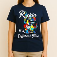 Rockin To A Different Tune Autism Dinosaur T-Shirt