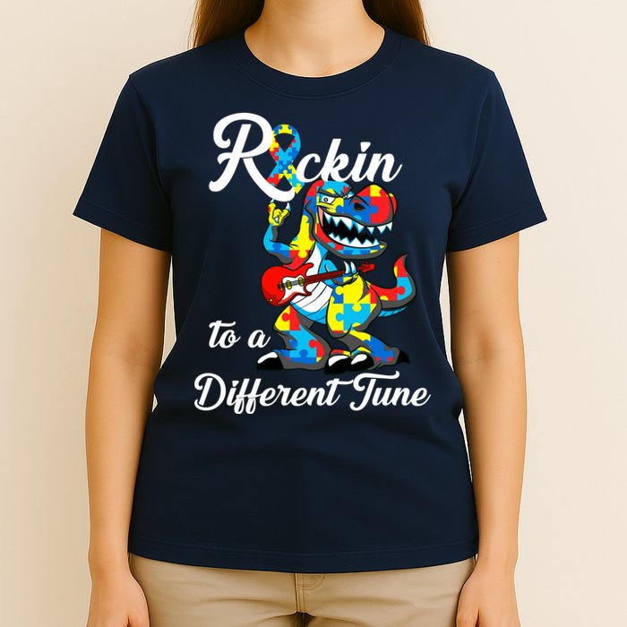 Rockin To A Different Tune Autism Dinosaur T-Shirt