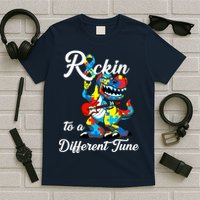 Rockin To A Different Tune Autism Dinosaur T-Shirt