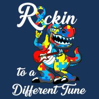 Rockin To A Different Tune Autism Dinosaur T-Shirt