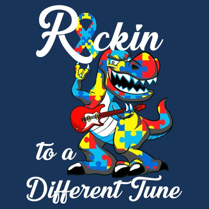 Rockin To A Different Tune Autism Dinosaur T-Shirt