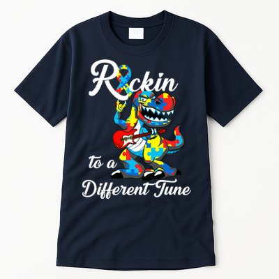 Rockin To A Different Tune Autism Dinosaur Tall T-Shirt