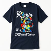 Rockin To A Different Tune Autism Dinosaur Tall T-Shirt
