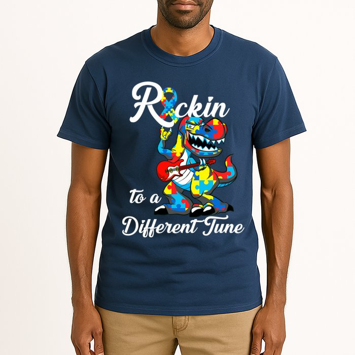 Rockin To A Different Tune Autism Dinosaur Tall T-Shirt