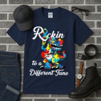 Rockin To A Different Tune Autism Dinosaur Tall T-Shirt