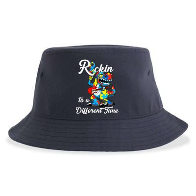Rockin To A Different Tune Autism Dinosaur Sustainable Bucket Hat