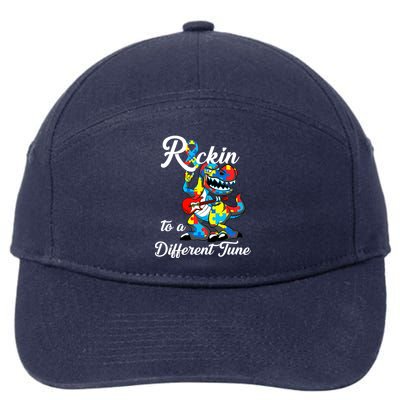 Rockin To A Different Tune Autism Dinosaur 7-Panel Snapback Hat
