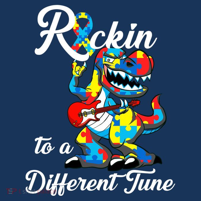 Rockin To A Different Tune Autism Dinosaur Drawstring Bag