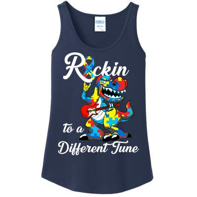 Rockin To A Different Tune Autism Dinosaur Ladies Essential Tank