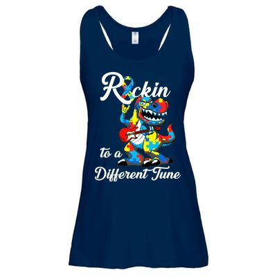 Rockin To A Different Tune Autism Dinosaur Ladies Essential Flowy Tank