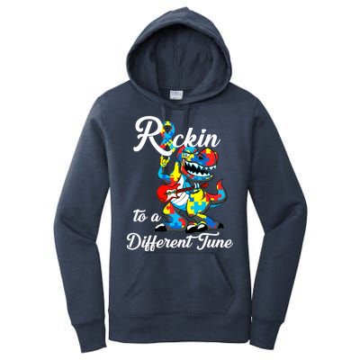 Rockin To A Different Tune Autism Dinosaur Women's Pullover Hoodie