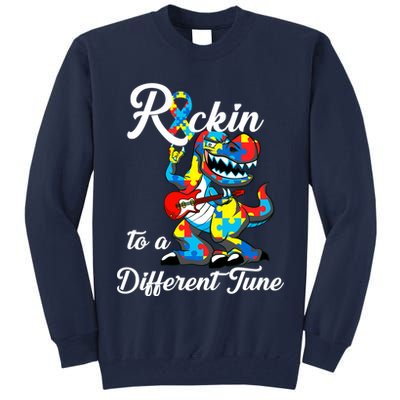 Rockin To A Different Tune Autism Dinosaur Tall Sweatshirt