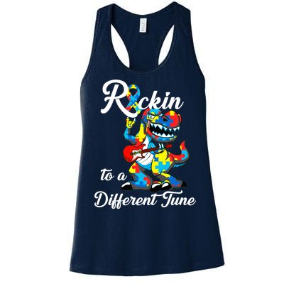 Rockin To A Different Tune Autism Dinosaur Women's Racerback Tank