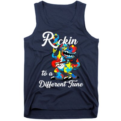 Rockin To A Different Tune Autism Dinosaur Tank Top