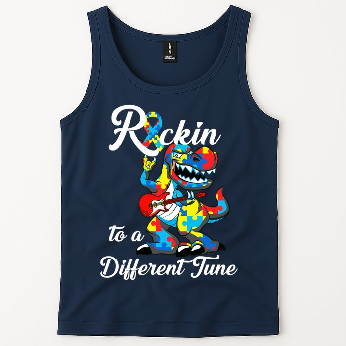 Rockin To A Different Tune Autism Dinosaur Tank Top