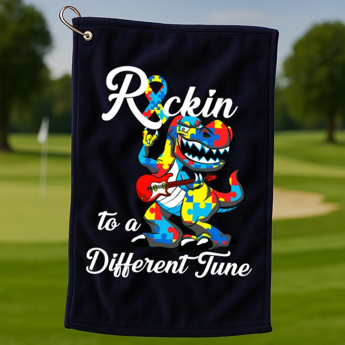 Rockin To A Different Tune Autism Dinosaur Golf Towel