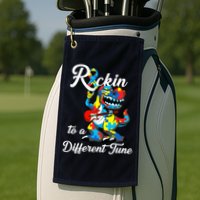 Rockin To A Different Tune Autism Dinosaur Golf Towel