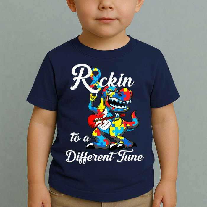 Rockin To A Different Tune Autism Dinosaur Toddler T-Shirt