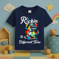 Rockin To A Different Tune Autism Dinosaur Toddler T-Shirt
