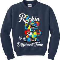 Rockin To A Different Tune Autism Dinosaur Kids Sweatshirt