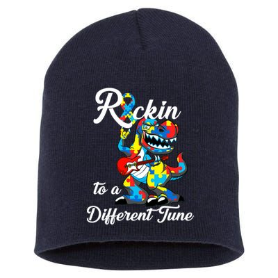 Rockin To A Different Tune Autism Dinosaur Short Acrylic Beanie