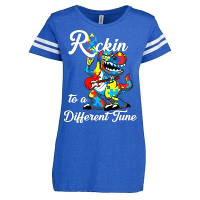 Rockin To A Different Tune Autism Dinosaur Enza Ladies Jersey Football T-Shirt