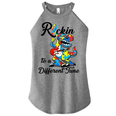 Rockin To A Different Tune Autism Dinosaur Women's Perfect Tri Rocker Tank