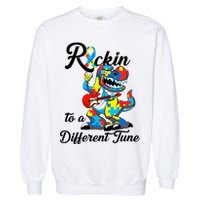 Rockin To A Different Tune Autism Dinosaur Garment-Dyed Sweatshirt