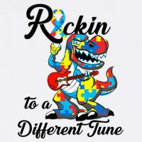 Rockin To A Different Tune Autism Dinosaur Garment-Dyed Sweatshirt