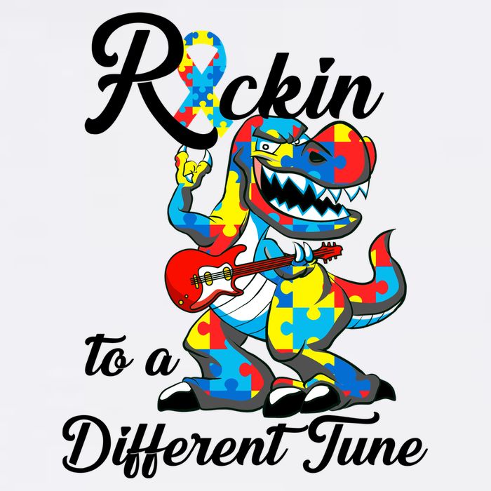Rockin To A Different Tune Autism Dinosaur Garment-Dyed Sweatshirt