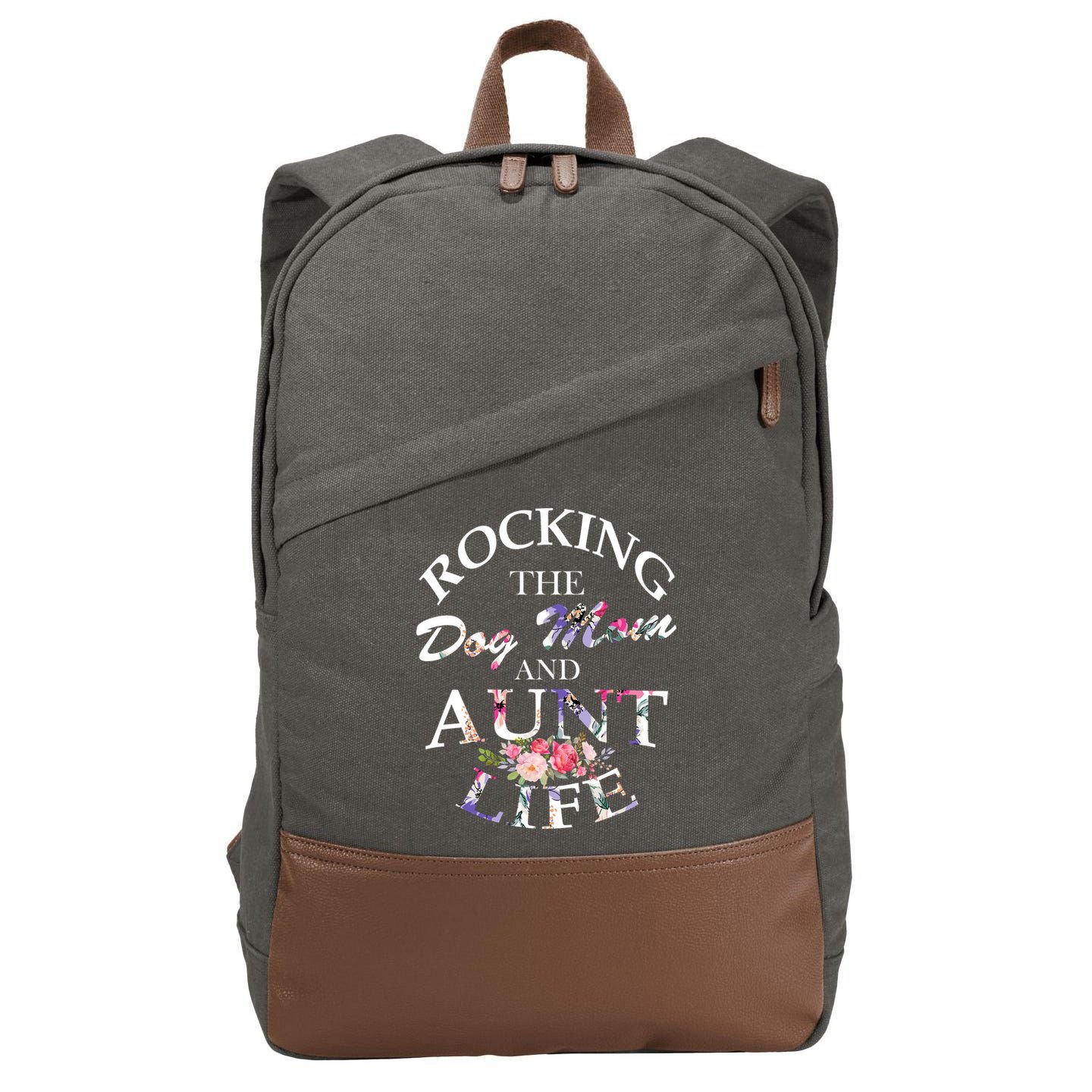 Rocking The Dog Mom And Aunt Life Cotton Canvas Backpack