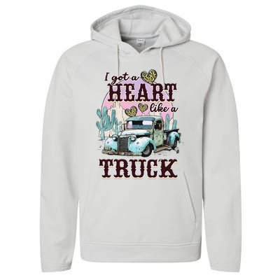 Runs On Dreams And Gasoline I Got A Heart Like A Truck Performance Fleece Hoodie