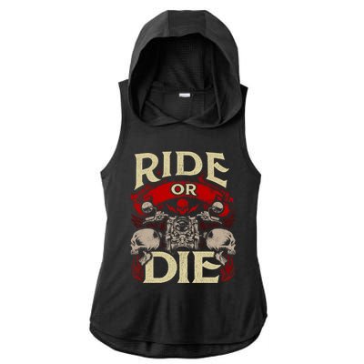 Ride Or Die Skull Motorcycle Cool Gift Bike Biker Grandpa Ladies PosiCharge Tri-Blend Wicking Draft Hoodie Tank