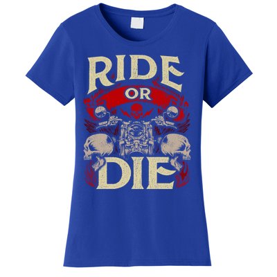 Ride Or Die Skull Motorcycle Cool Gift Bike Biker Grandpa Women's T-Shirt